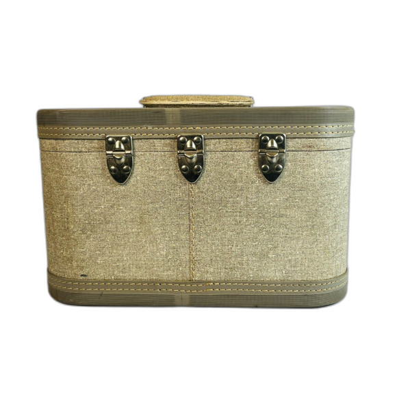 Vintage Air Away Mid Century Train Case Gray Tweed W/ Tray & Key - Picture 4 of 14